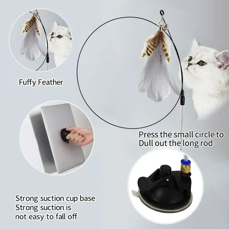 Interactive Cat Stick Toy with Suction Cup - Hands-Free