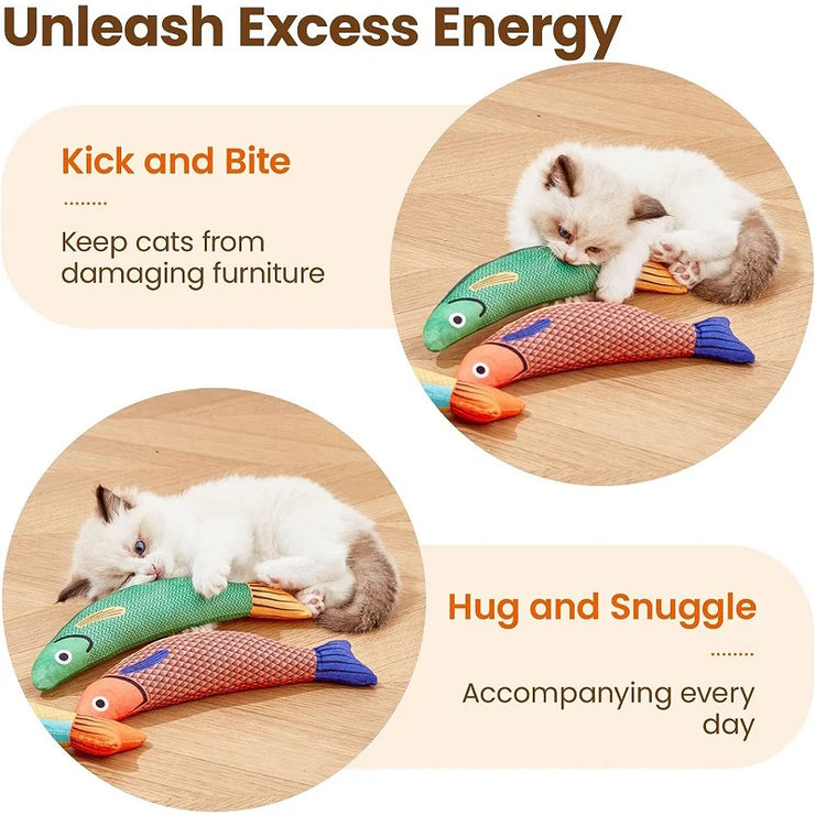 Catnip-Filled Fish Toy - Plush, Bite-Resistant