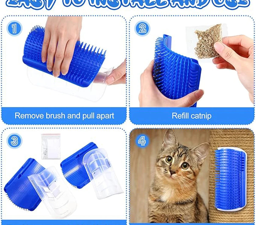 Corner Cat Brush with Catnip - Interactive Toy