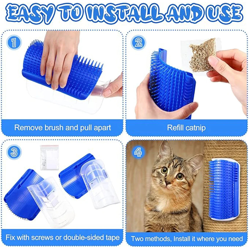 Corner Cat Brush with Catnip - Interactive Toy