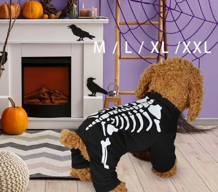 Halloween Skeleton Dog Costume Decorative Pet Clothes Pet Halloween Costume for Festival Puppy Kitten Holiday Party Dogs Cats