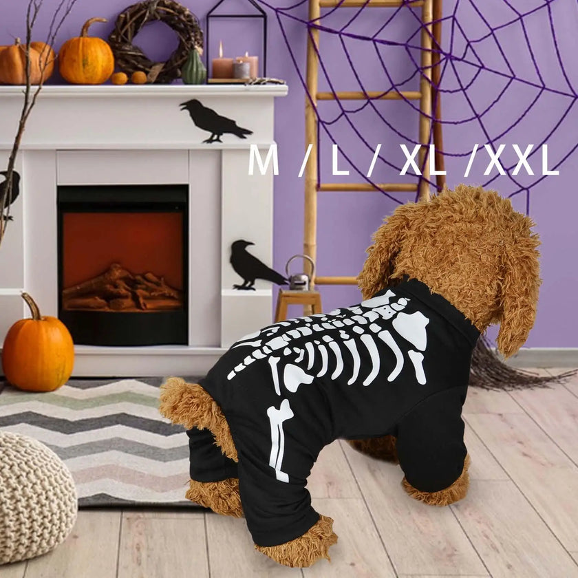 Halloween Skeleton Dog Costume Decorative Pet Clothes Pet Halloween Costume for Festival Puppy Kitten Holiday Party Dogs Cats