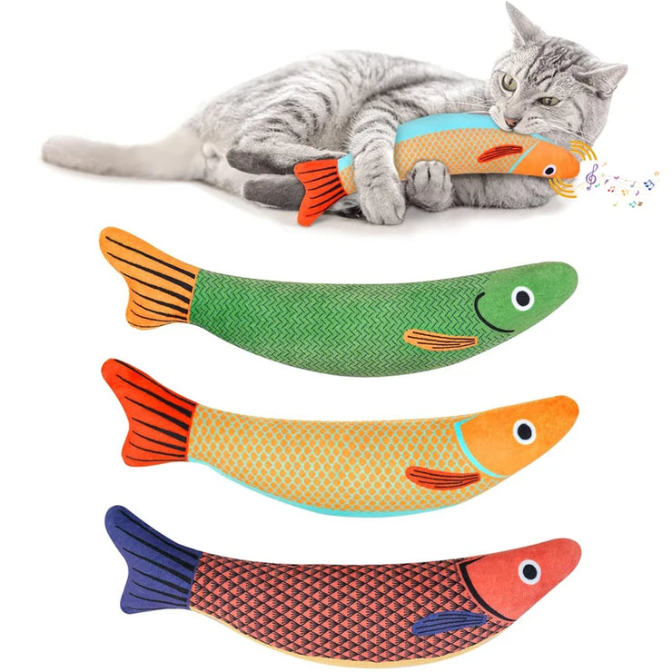 Catnip-Filled Fish Toy - Plush, Bite-Resistant