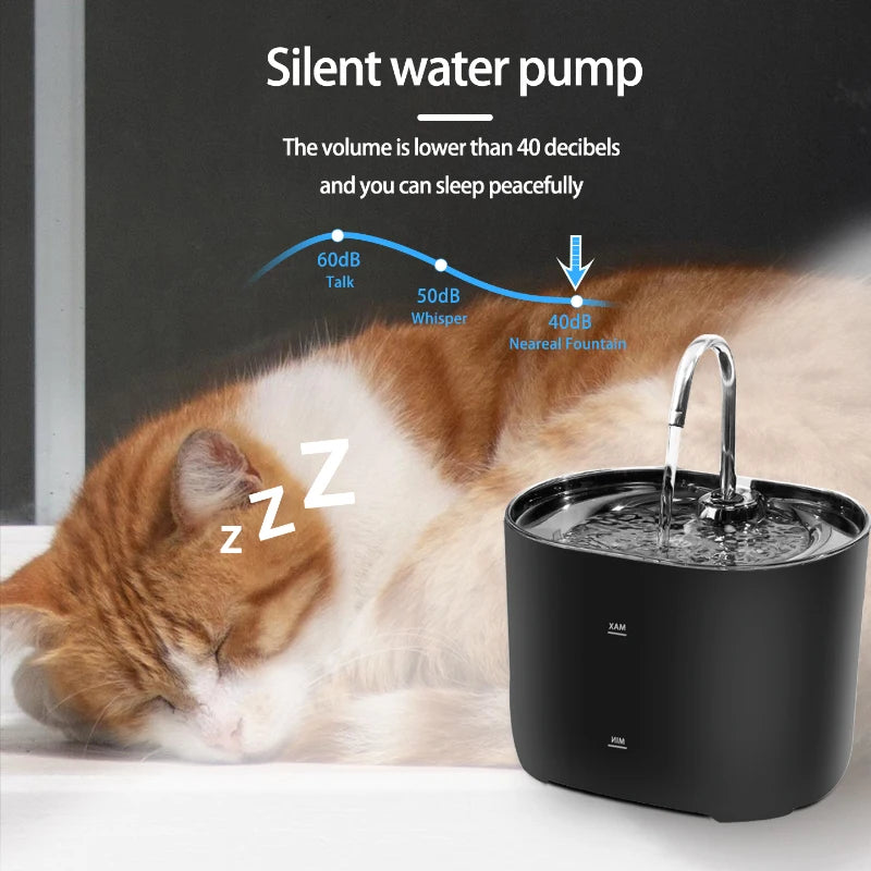 Silent Cat & Dog Water Fountain - Stainless Steel Faucet