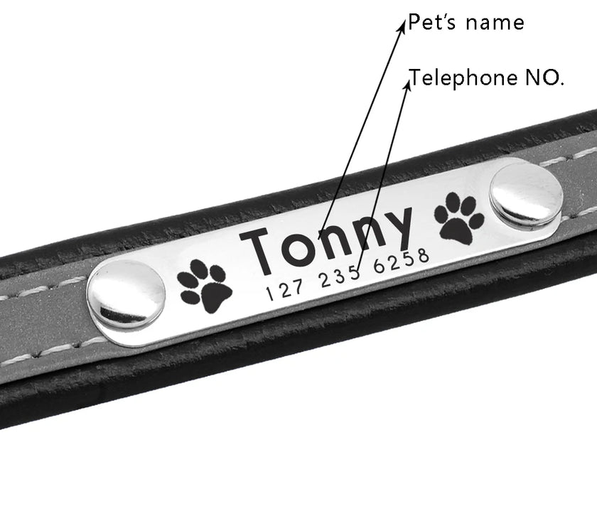 Reflective Pet Dog Custom Collar Adjustable Free Engraved Small Medium Dogs Cats Puppy Kitten Necklace Nameplate ID Tag Collars