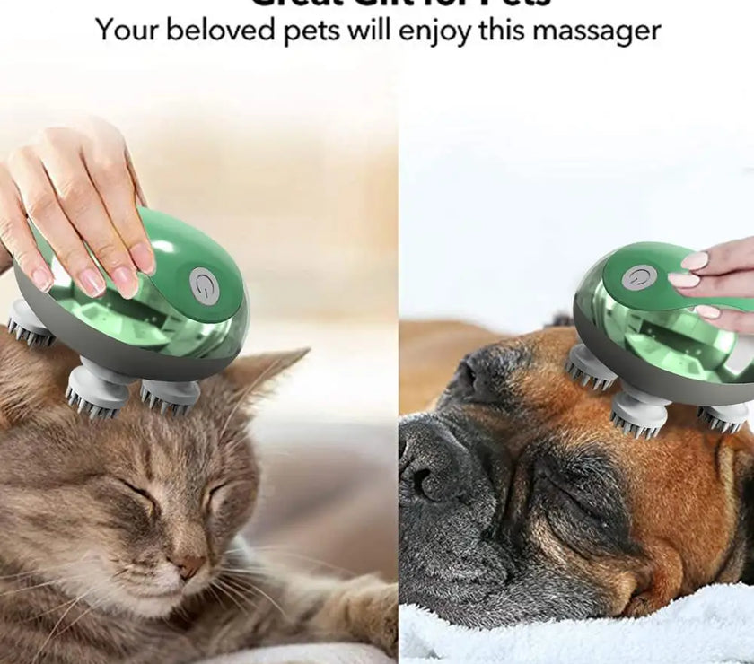 Cat Massager Waterproof Soft Head Comfortable Adjustable Modes Handheld Electric Scalp Massager Pet Supplies