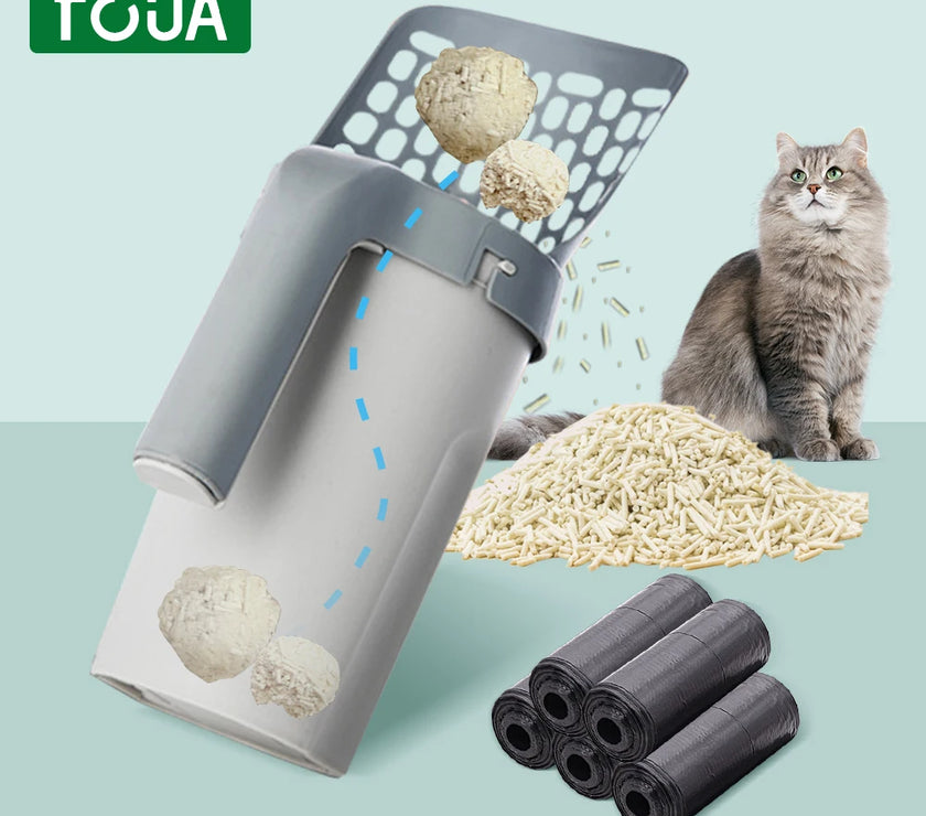 Cat Litter Scoop with Refill Bags - Self-Cleaning