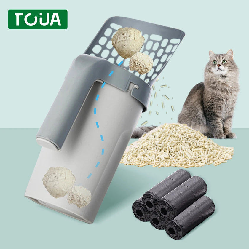 Cat Litter Scoop with Refill Bags - Self-Cleaning