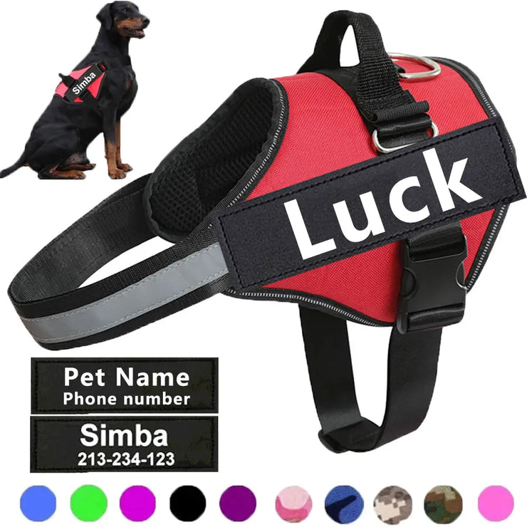 Dog Harness NO PULL Reflective Breathable Adjustable Pet Harness For Dog Vest ID Custom Patch Outdoor Walking Dog Supplies