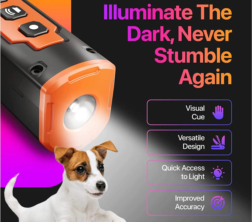 Rechargeable Dog Repeller (Ultrasonic) | Anti-Bark Training (2023) + LED Flashlight