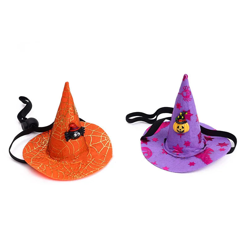 Pet Halloween Spider Web Witch Pet Hat Elastic Hair Band Pet Supplies Dog Cat Pumpkin Bat Hat Hair Happy Helloween Party