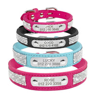 Sparkling Safety: Personalized Bling Dog Collar with Engraved ID Tag for Small & Medium Pups