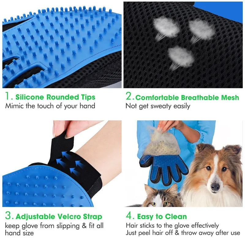 Fashion Rubber Pet Bath Brush Environmental Protection Silicone Glove for Pet Massage Pet Grooming Glove Dogs Cats Pet  supplies