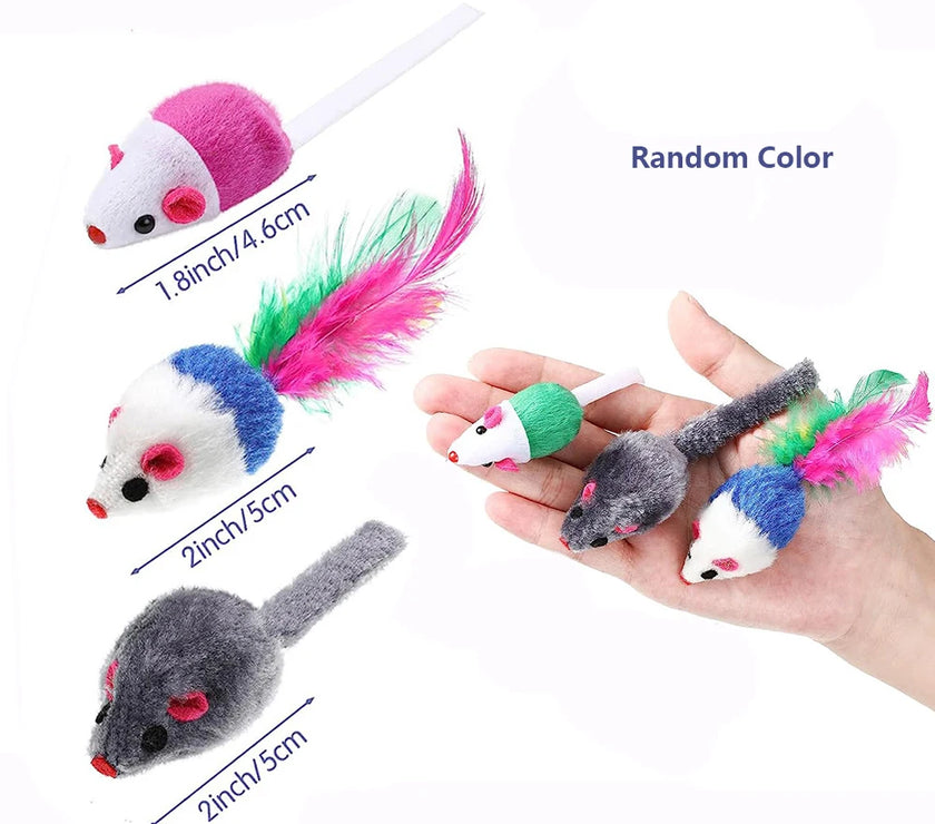 Rattle Cat Mouse Toys - Catnip-Filled, Interactive