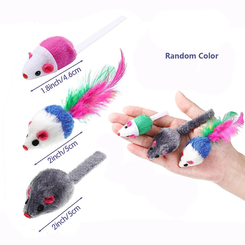 Rattle Cat Mouse Toys - Catnip-Filled, Interactive