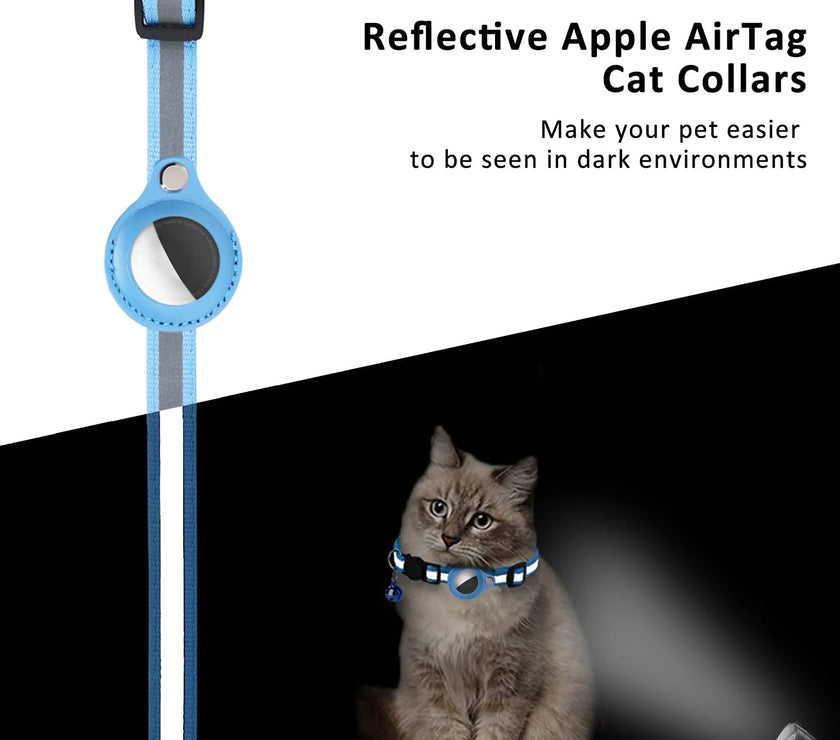 Anti-Lost Cat Collar with AirTag Holder: Durable Comfort, Reflective Safety, Bell Alert - Keep Your Cat Connected & Cozy