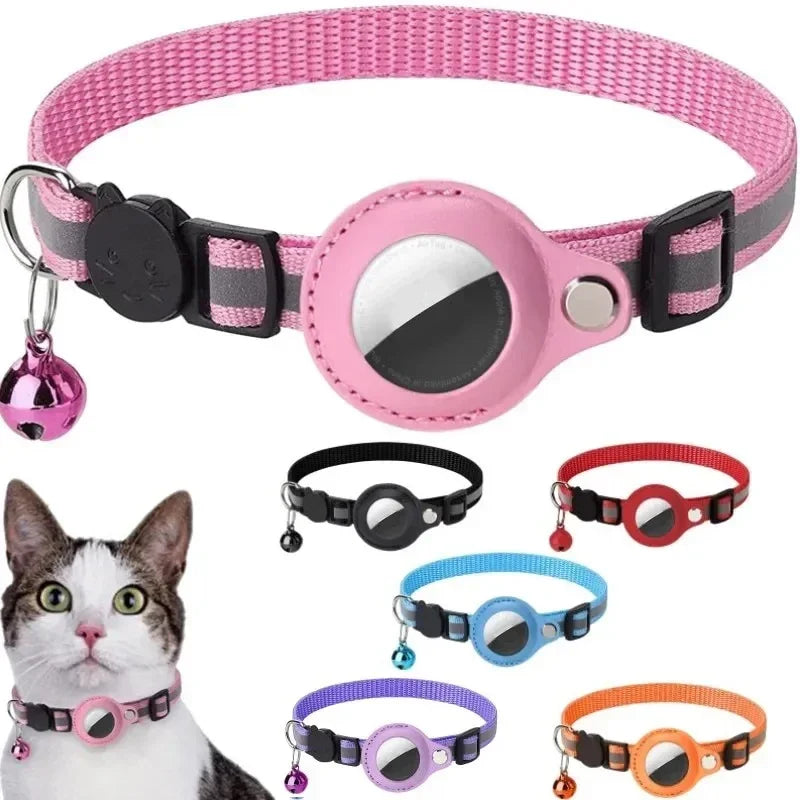 Anti-Lost Cat Collar with AirTag Holder: Durable Comfort, Reflective Safety, Bell Alert - Keep Your Cat Connected & Cozy