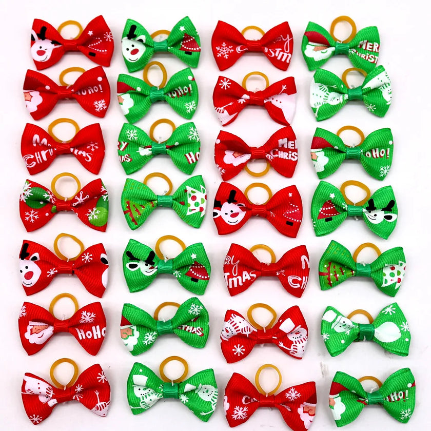 Dog Grooming Bows (10, 20, or 30 Pack) - Small Dog & Cat Hair Bows with Rubber Bands