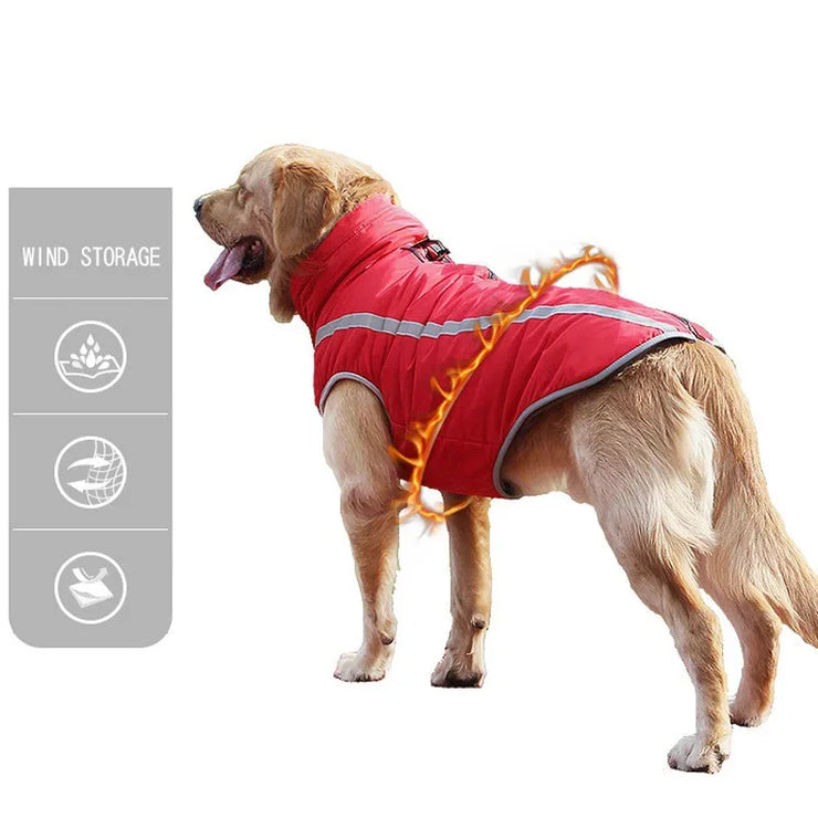 Waterproof Dog Clothes for Large Dogs Winter Warm Big Dog Jackets Padded Fleece Pet Coat Safety Reflective Design Dog Clothing